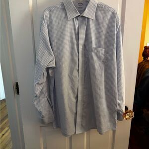 Brooks Brothers non iron, slim fit blue and white striped shirt, 17-34